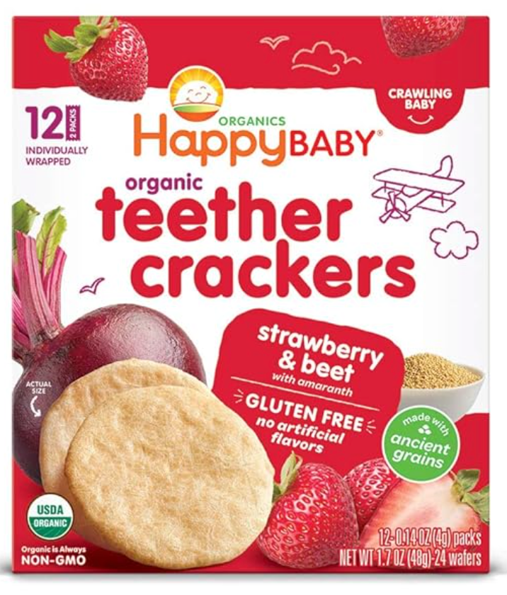 Happy Baby Crackers Orgánicos de Fresa y Betabel con Amaranto