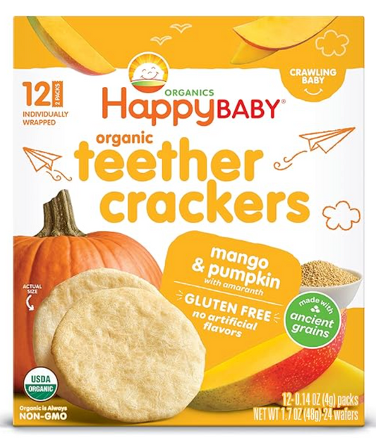 Happy Baby Crackers Orgánicos de Mango y Calabaza con Amaranto