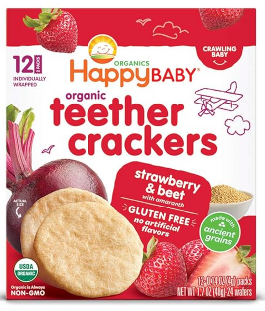 Happy Baby Crackers Orgánicos de Fresa y Betabel con Amaranto