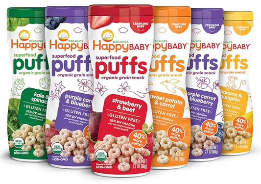 Happy Baby Organics Puffs bocadillos de cereal de grano entero